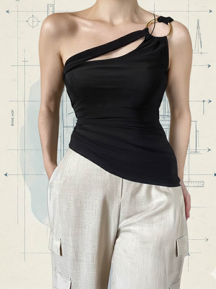 Top asimétrico con argolla  1