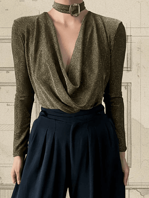 Top Drapeado Brillante dorado envejecido