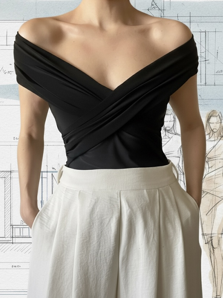 Top escote cruzado hombros descubiertos 1