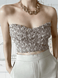 Crop top strapless relieve flores  - Miniatura 1
