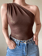 Top asimétrico café dorado  - Miniatura 4