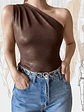 Top asimétrico café dorado  - Miniatura 1