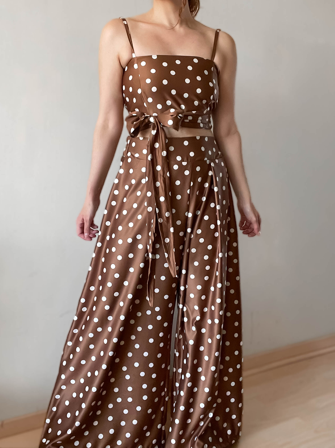 Conjunto Palazzo & Crop Top multipostura Lunares – THS Thessa 1