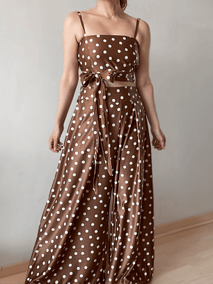 Conjunto Palazzo & Crop Top multipostura Lunares – THS Thessa