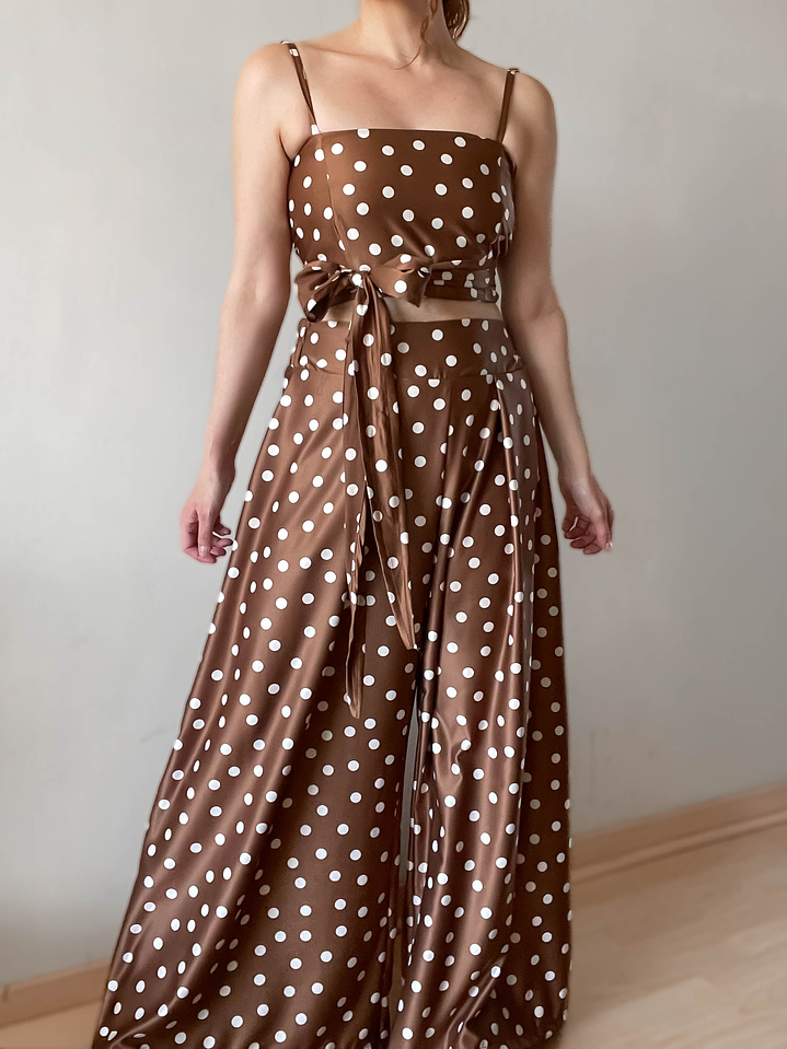 Conjunto Palazzo & Crop Top multipostura Lunares – THS Thessa 1