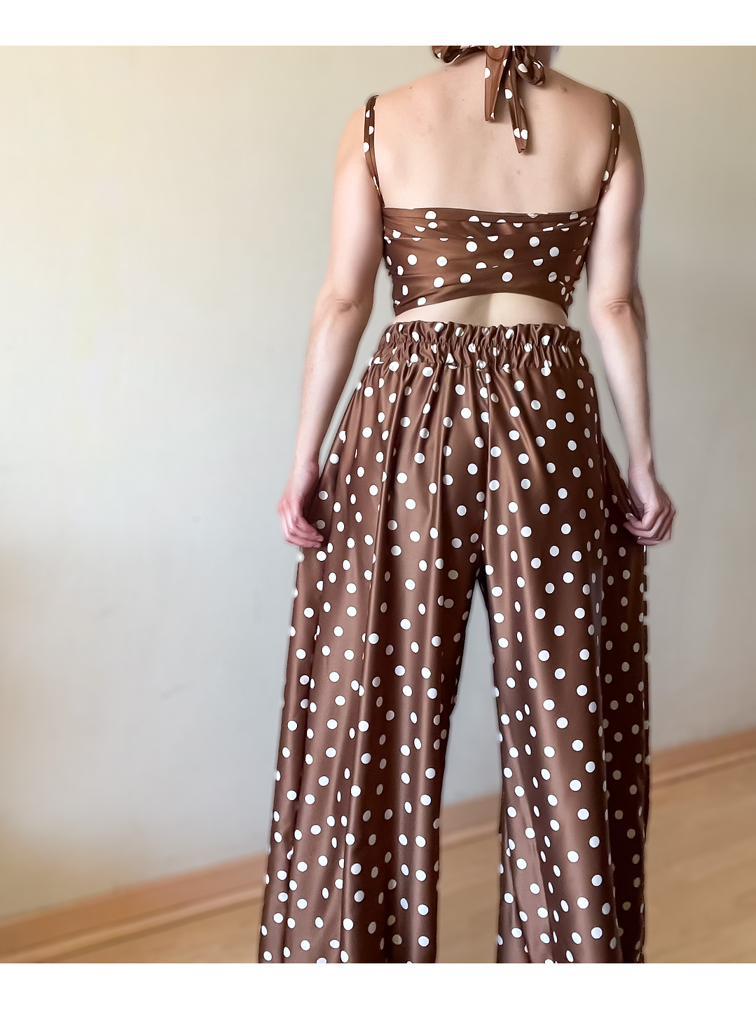 Conjunto Palazzo & Crop Top multipostura Lunares – THS Thessa 6