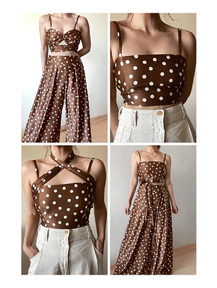 Crop top multipostura lunares 