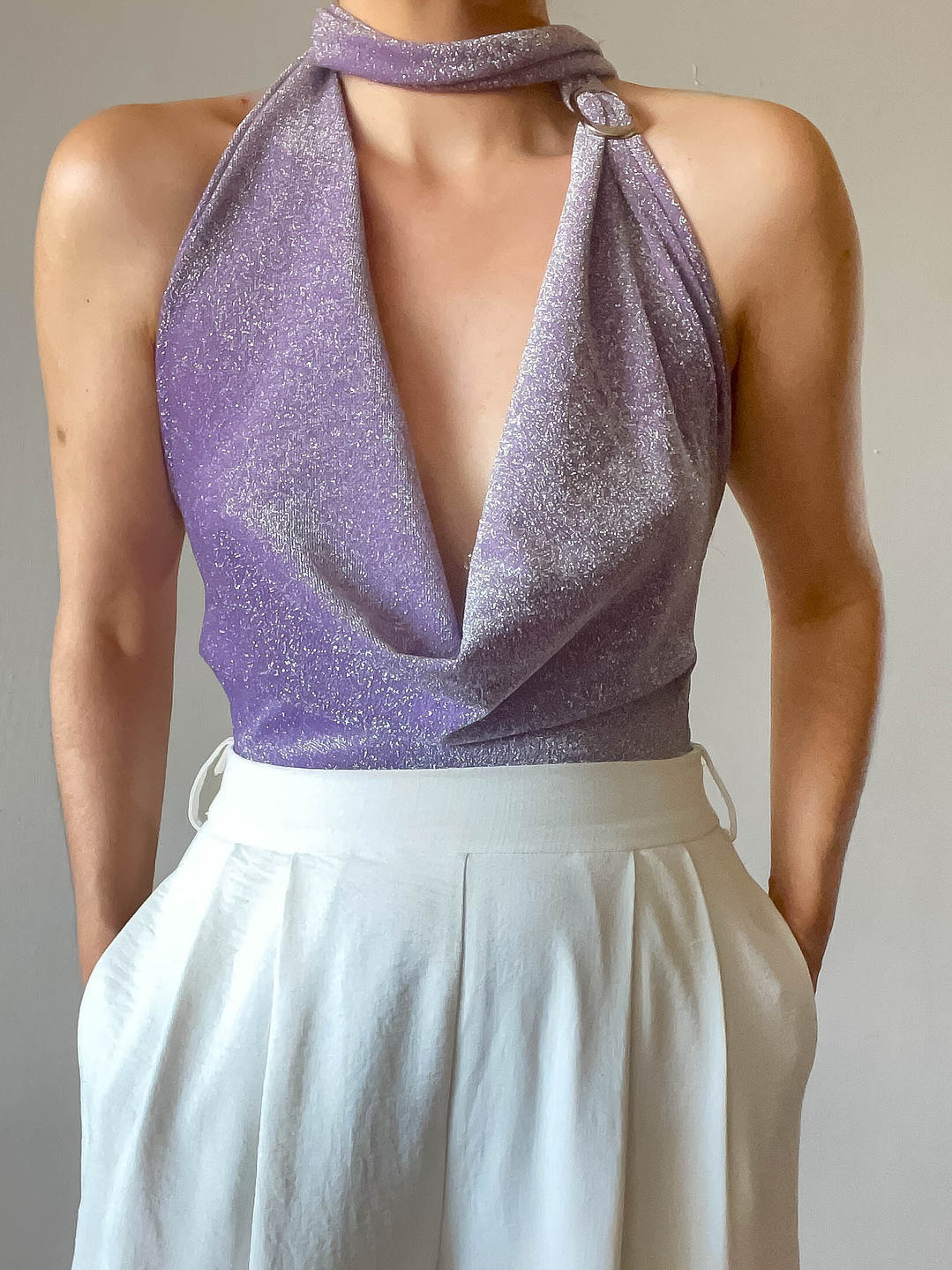 Top Halter Drapeado Modular LAVANDA – Lurex Arquitectónico 1