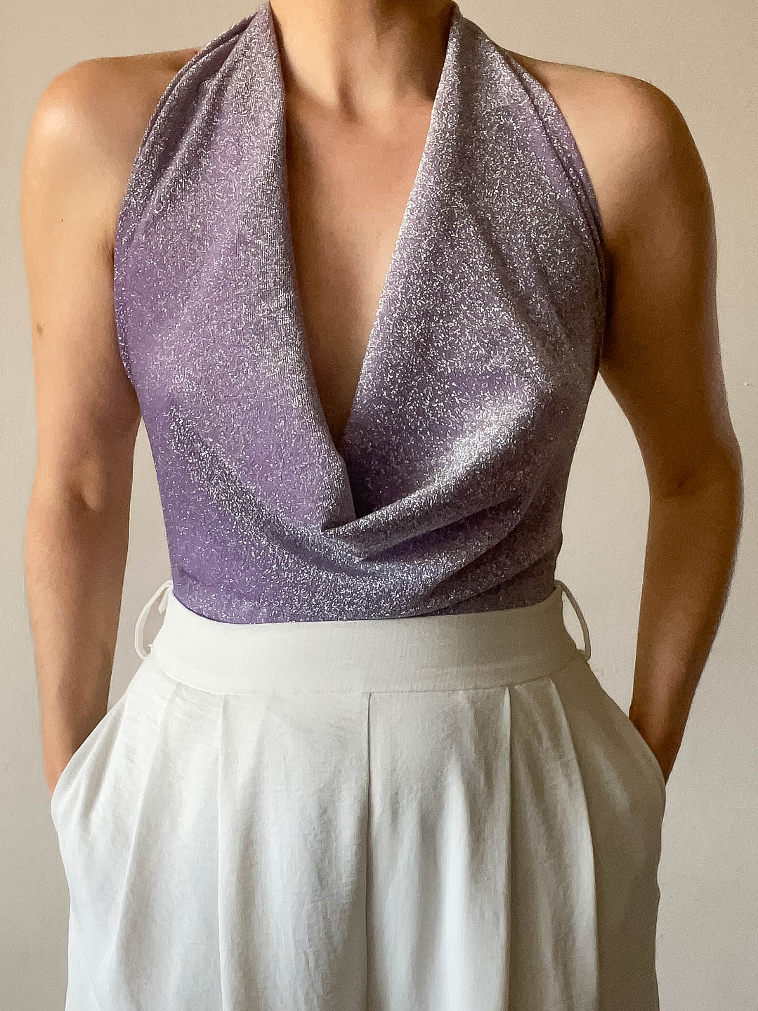 Top Halter Drapeado Modular LAVANDA – Lurex Arquitectónico 3