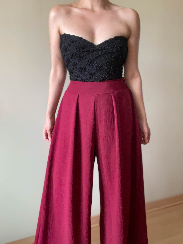 Pantalón  Palazzo burdeo   3
