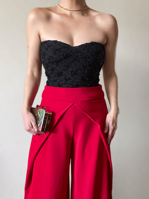 Top flores relieve negro 