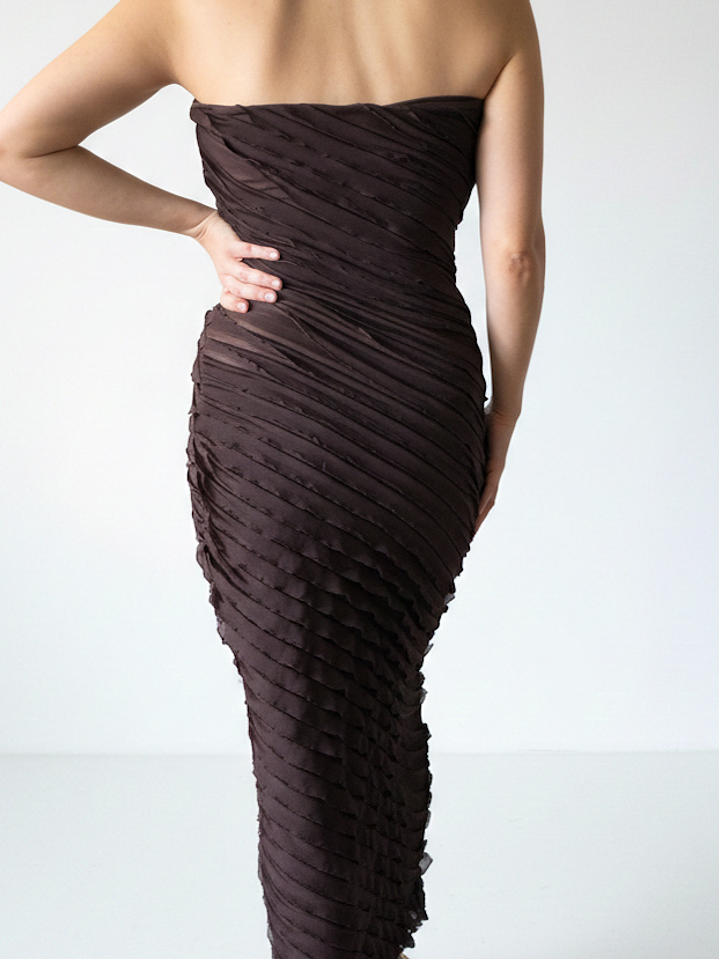 Vestido Tubo Texturizado Semitraslucido 3