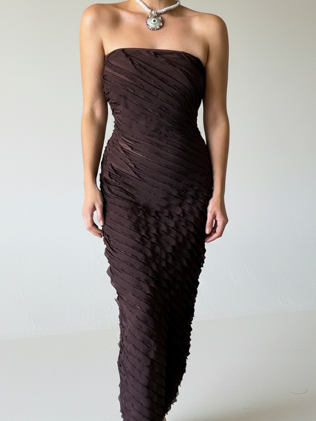 Vestido Tubo Texturizado Semitraslucido 1