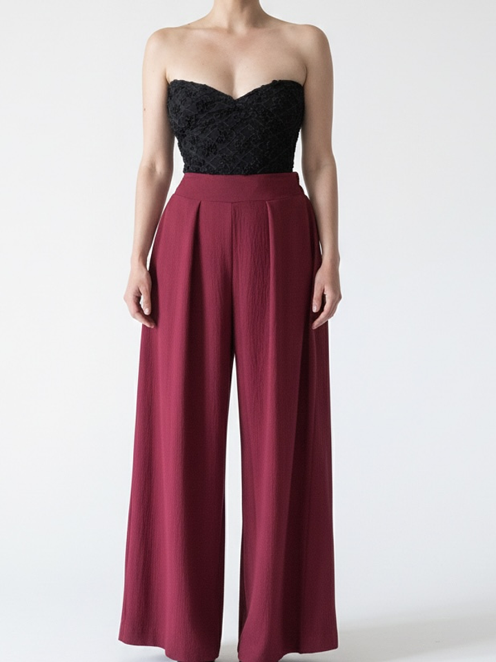Pantalón  Palazzo burdeo   1