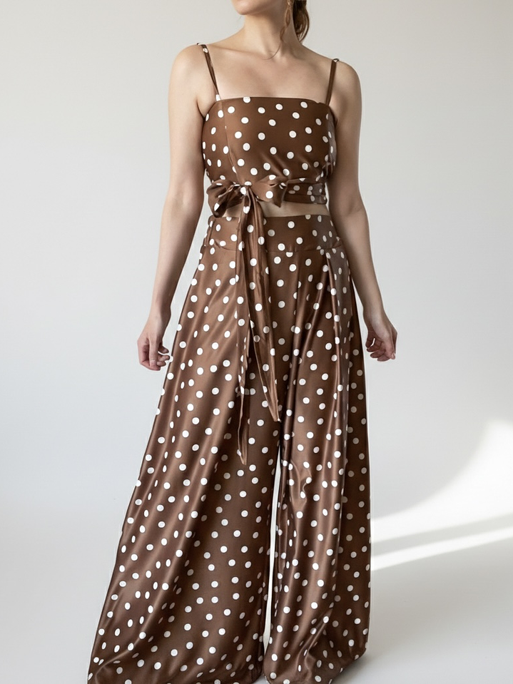 Conjunto Palazzo & Crop Top multipostura Lunares – THS Thessa 1