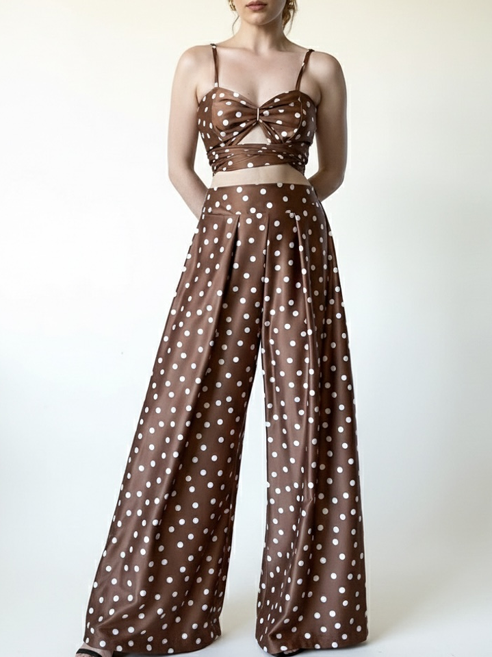 Conjunto Palazzo & Crop Top multipostura Lunares – THS Thessa 3