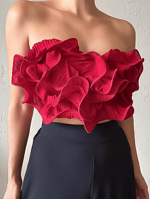 Crop top vuelos rojo 