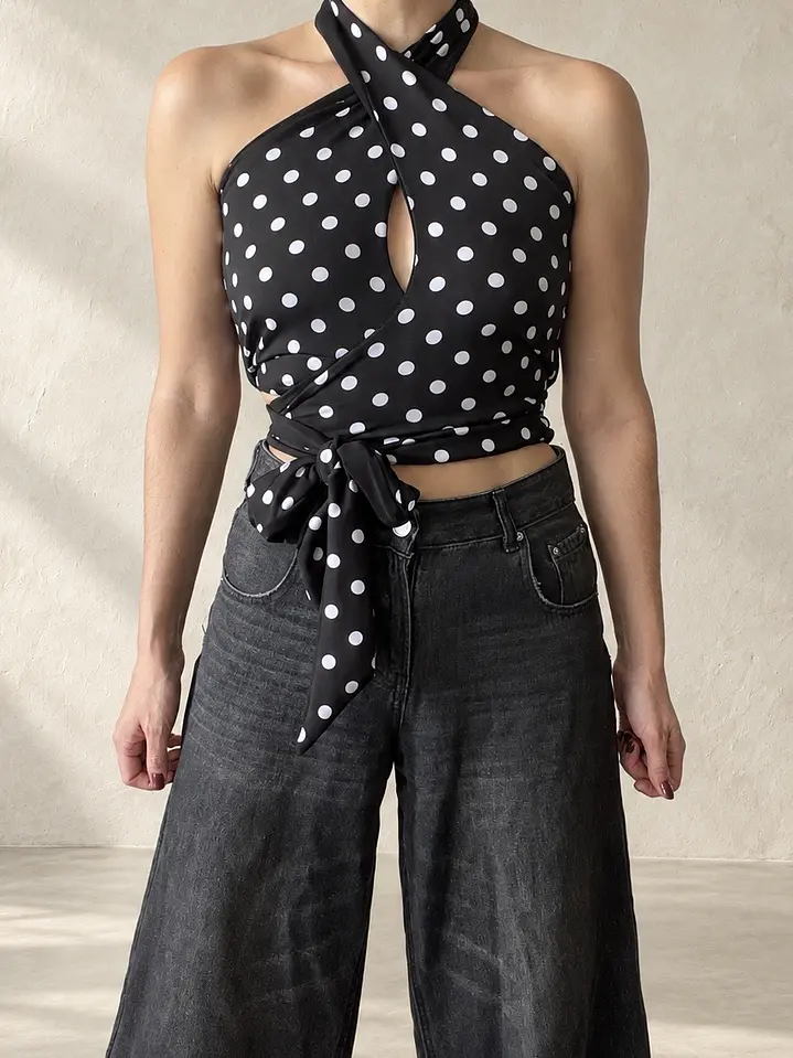 Crop Top Doble Cruce — Polka Dot 7