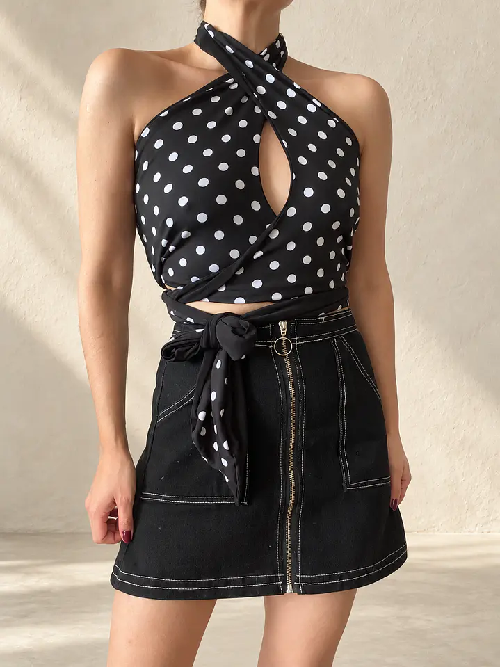 Crop Top Doble Cruce — Polka Dot 6