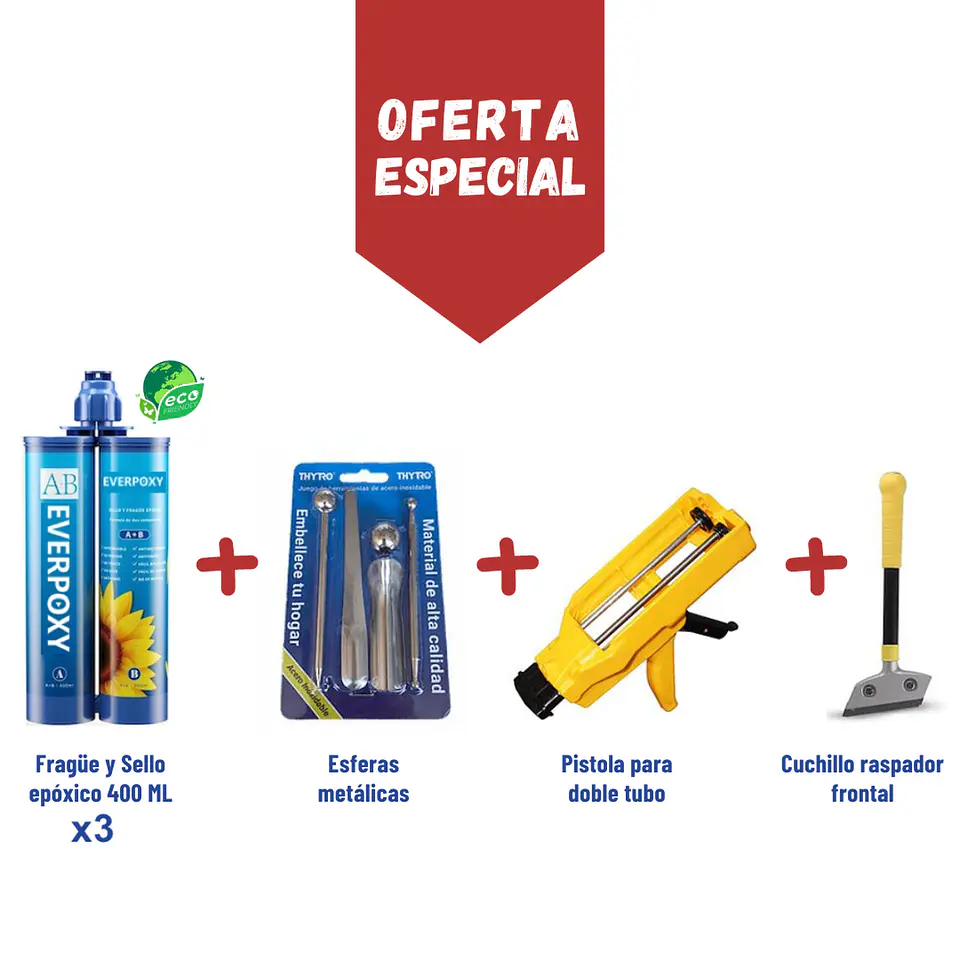 TUBO EPOXICO RESINA (GRIS OSCUROx3) + PISTOLA + CUCHILLO + ESFERAS 3