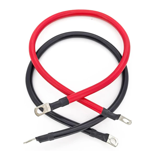 Cable conexión para baterías 4AWG terminal anillo 1,2m rojo
