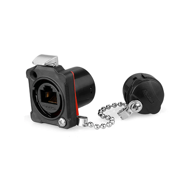 CNLink conector impermeable RJ45 Cat6 hembra chasis rojo IP67 BD-24-J/RJ45/213/SX-42-202