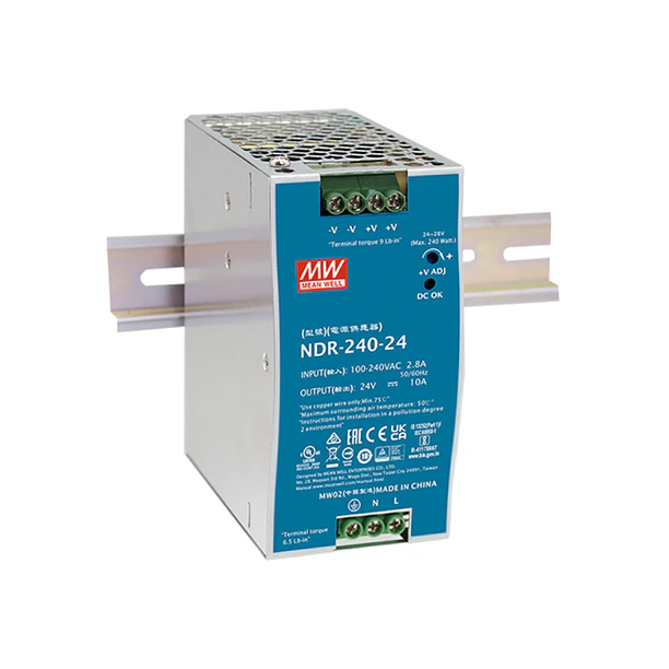 Fuente de poder riel DIN 24VDC 240W 10A NDR-240-24