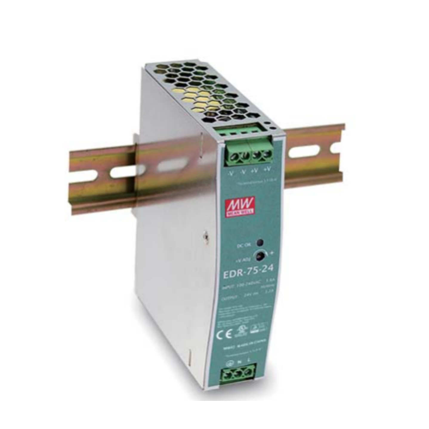 MEAN WELL FUENTE DE PODER RIEL DIN 12VDC 75.6W 6.3A EDR-75-12