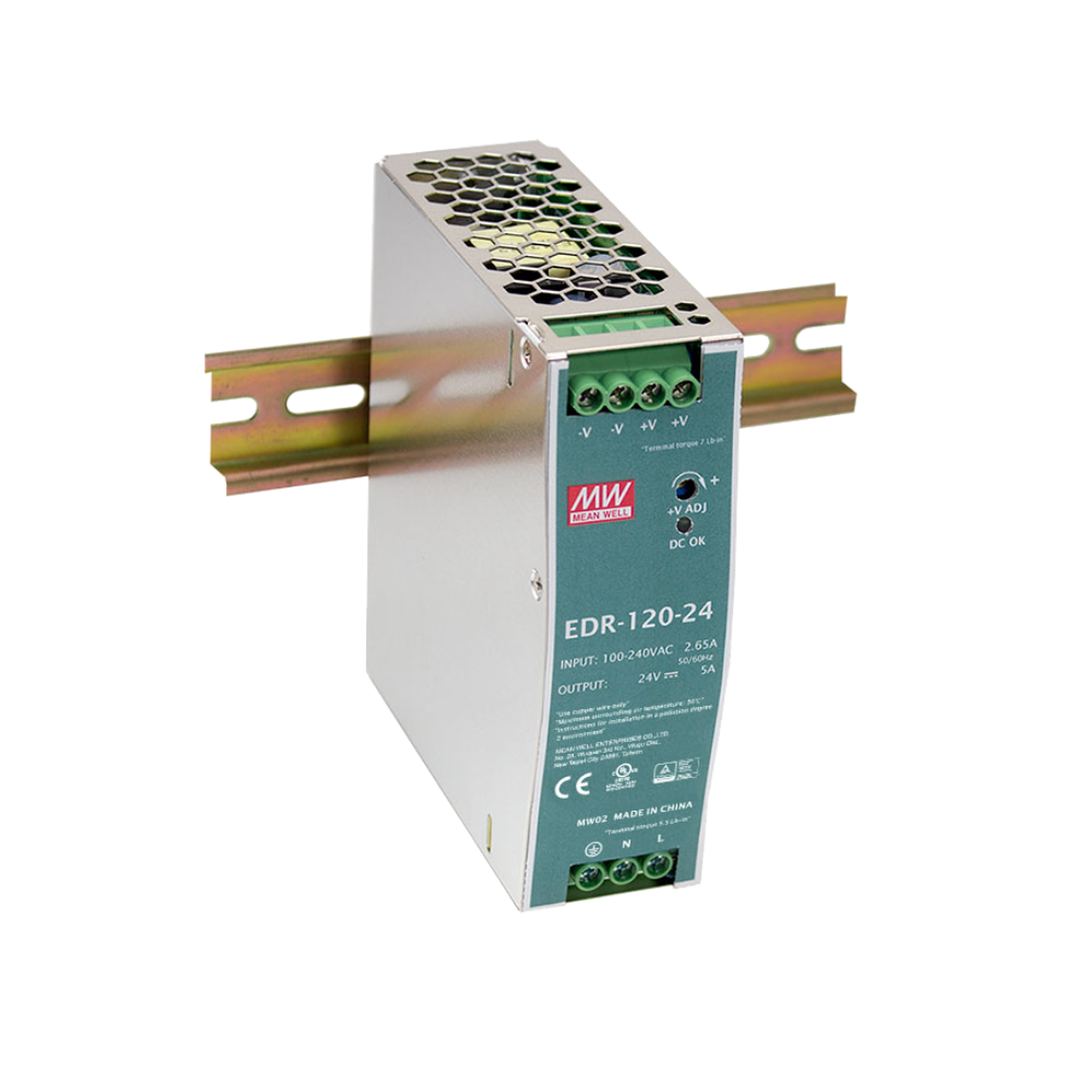 MEAN WELL FUENTE DE PODER RIEL DIN 12VDC 120W 10A EDR-120-12