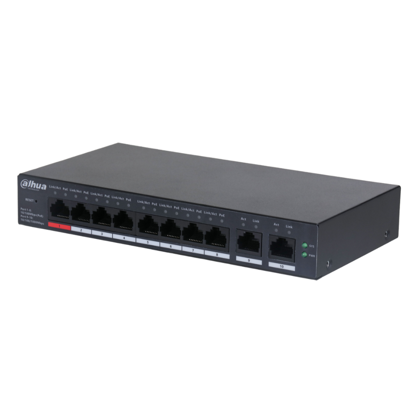 DAHUA SWITCH POE 10 PUERTOS 8 POE DH-CS4010-8ET-110
