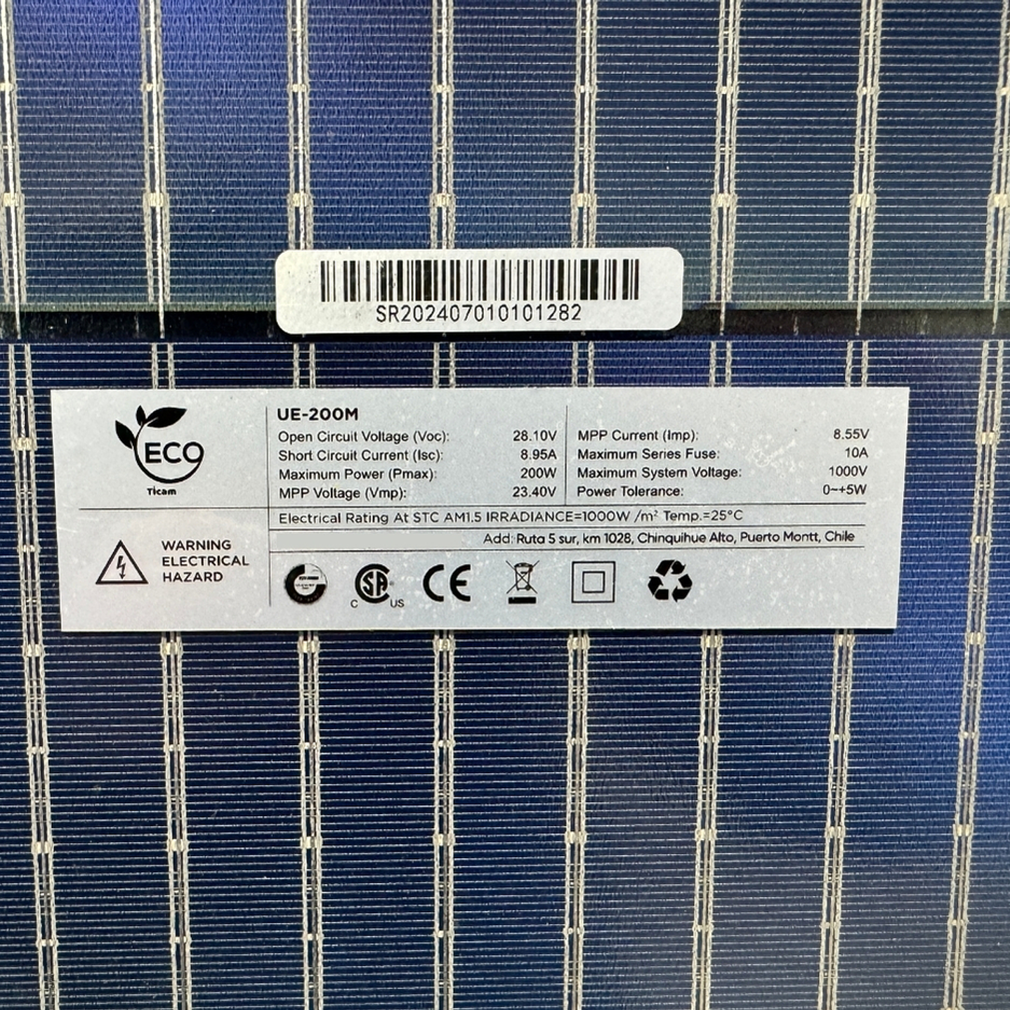 UNITED ENERGY PANEL FOTOVOLTAICO 200W MONOCRISTALINO PERC MEDIA CELDA BIFACIAL DOUBLE GLASS 3