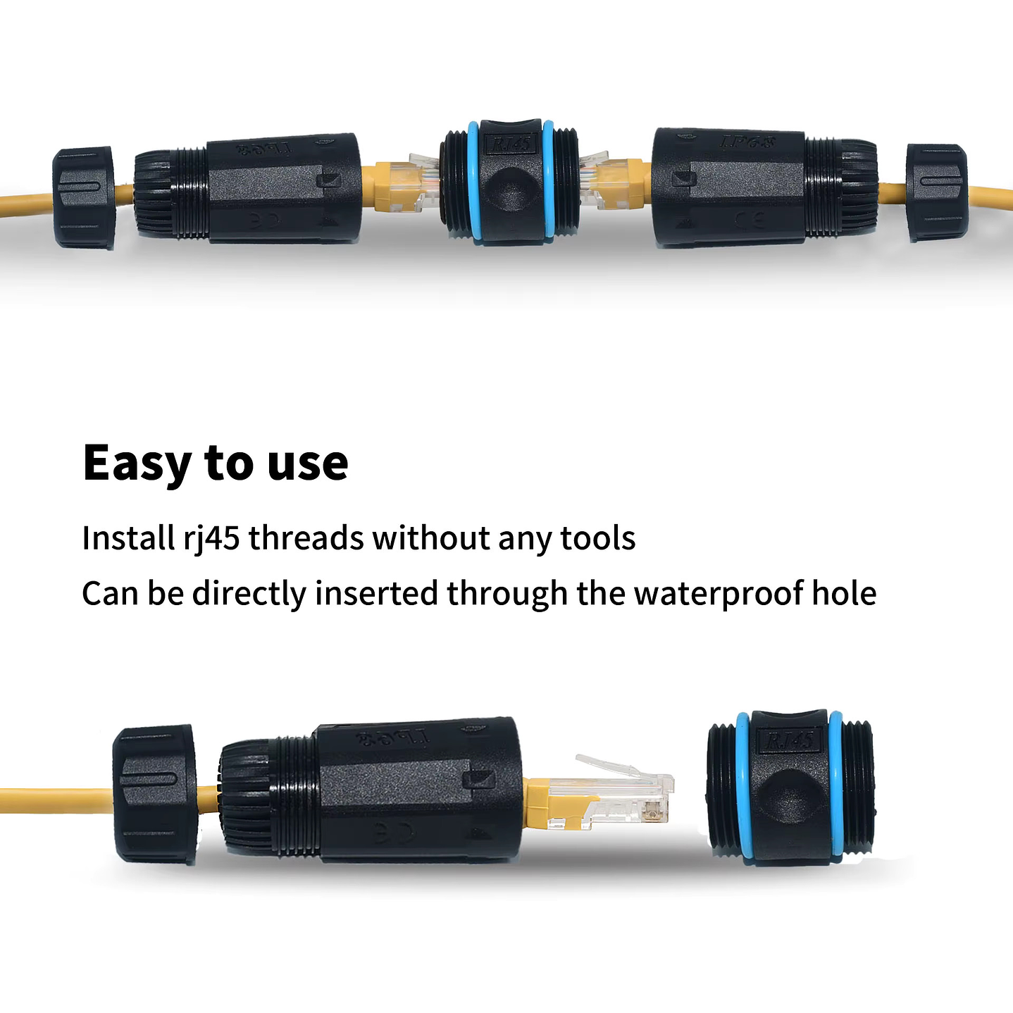 EXTENSOR DE CABLE ETHERNET RESISTENTE AL AGUA RJ45 IP68 6