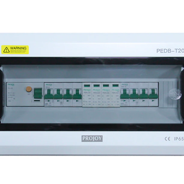 Caja AC de protección fotovoltaica trifásica MCB 20A RCBO 25A 3P+N PEDB-T20