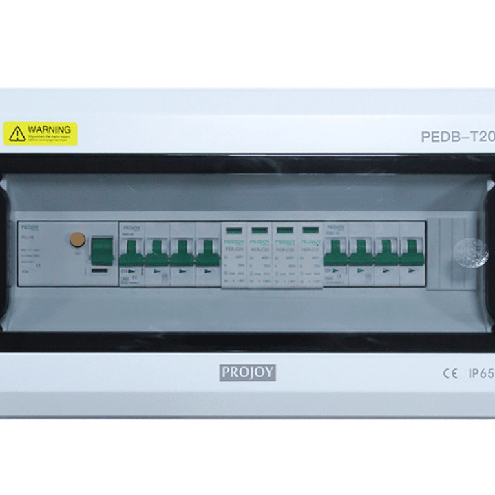 PROJOY CAJA AC PROTECCION FOTOVOLTAICA TRIFASICO MCB20A RCBO25A 3P+N PEDB-T20 1