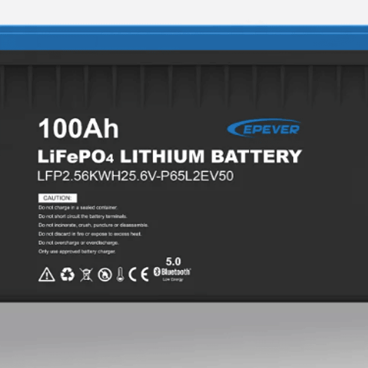 EPEVER BATERIA DE LITIO LIFEPO4 25.6V/100AH AZUL LFP2.56KWH25.6V-P65L2EV50