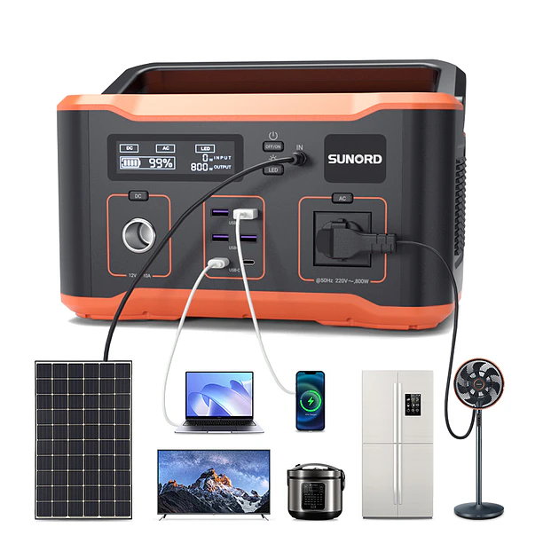 Estación de energía portátil 1066Wh 110V/220V naranja con carga inalámbrica