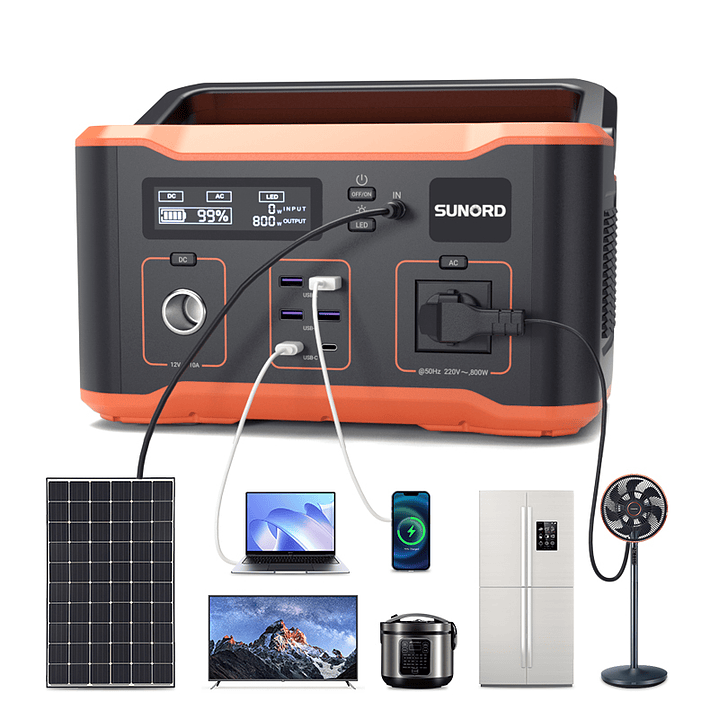 SUNORD ESTACION DE ENERGIA PORTATIL 1066WH CARGA 110V220V NARANJA CON CARGA INALAMBRICA