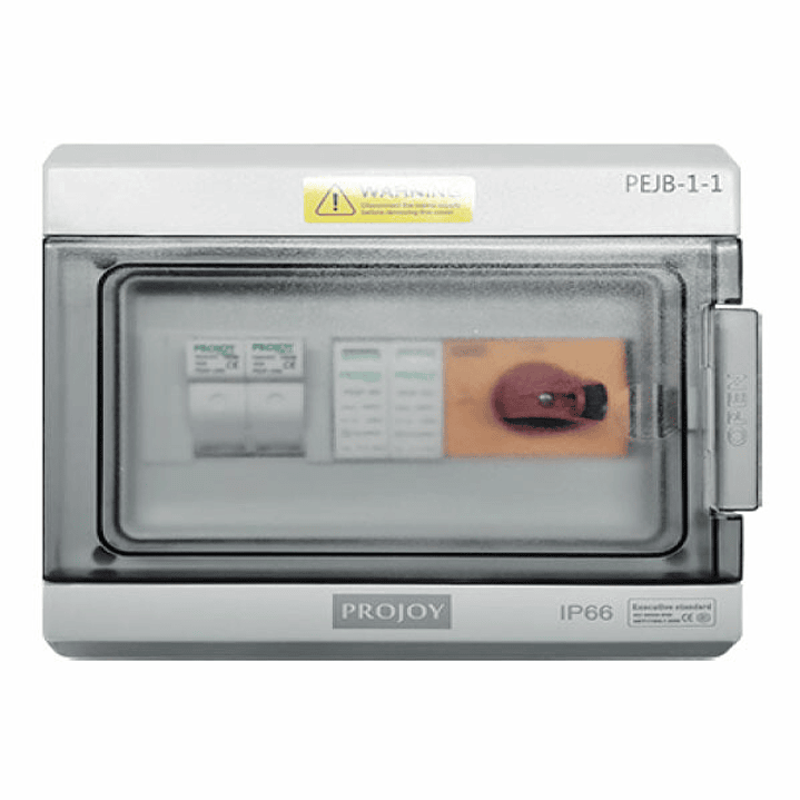 PROJOY CAJA DC COMBINER 1 STRINGS 1 SALIDAS DC 20A 1000V IP65 PEJB-1-1 2