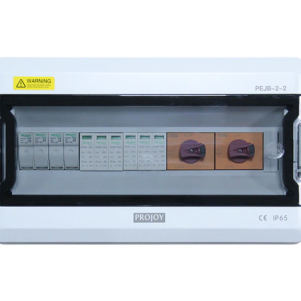 Caja DC combiner 2 strings 2 salidas 20A 1000V IP65 PEJB-2-2
