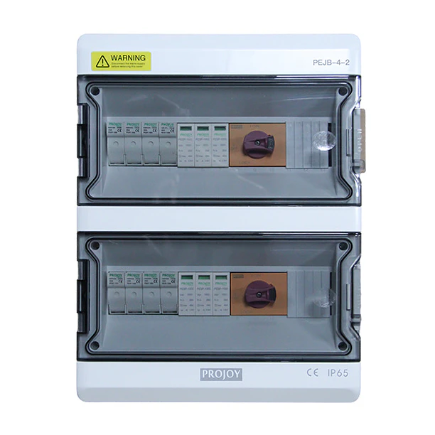Caja DC combiner 4 strings 2 salidas 20A 1000V IP65 PEJB-4-2