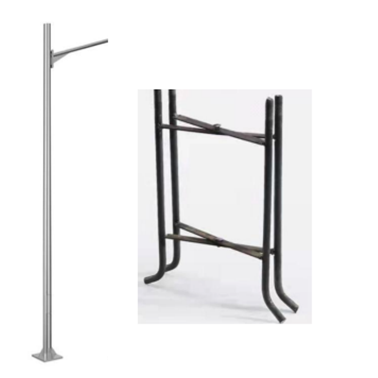 PEDESTAL 8 MTS ACERO GALVANIZADO + CANASTILLO + SOPORTE LUMINARIA