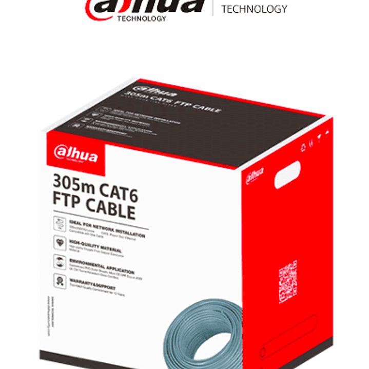 Dahua cable utp cat6 FPT Caja 1000FT 305 Mts DH-PFM920I-6F-C