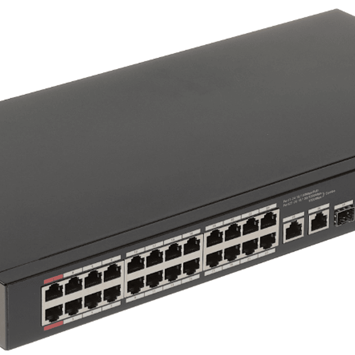 Switch poe 24 puertos poe 10/100 mbps 2 puertos 1gbps administrable cloud  DH-CS4226-24ET-375 1