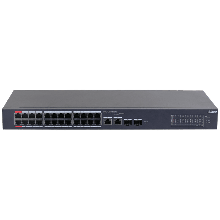 Switch poe 24 puertos poe 10/100 mbps 2 puertos 1gbps administrable cloud  DH-CS4226-24ET-375 4