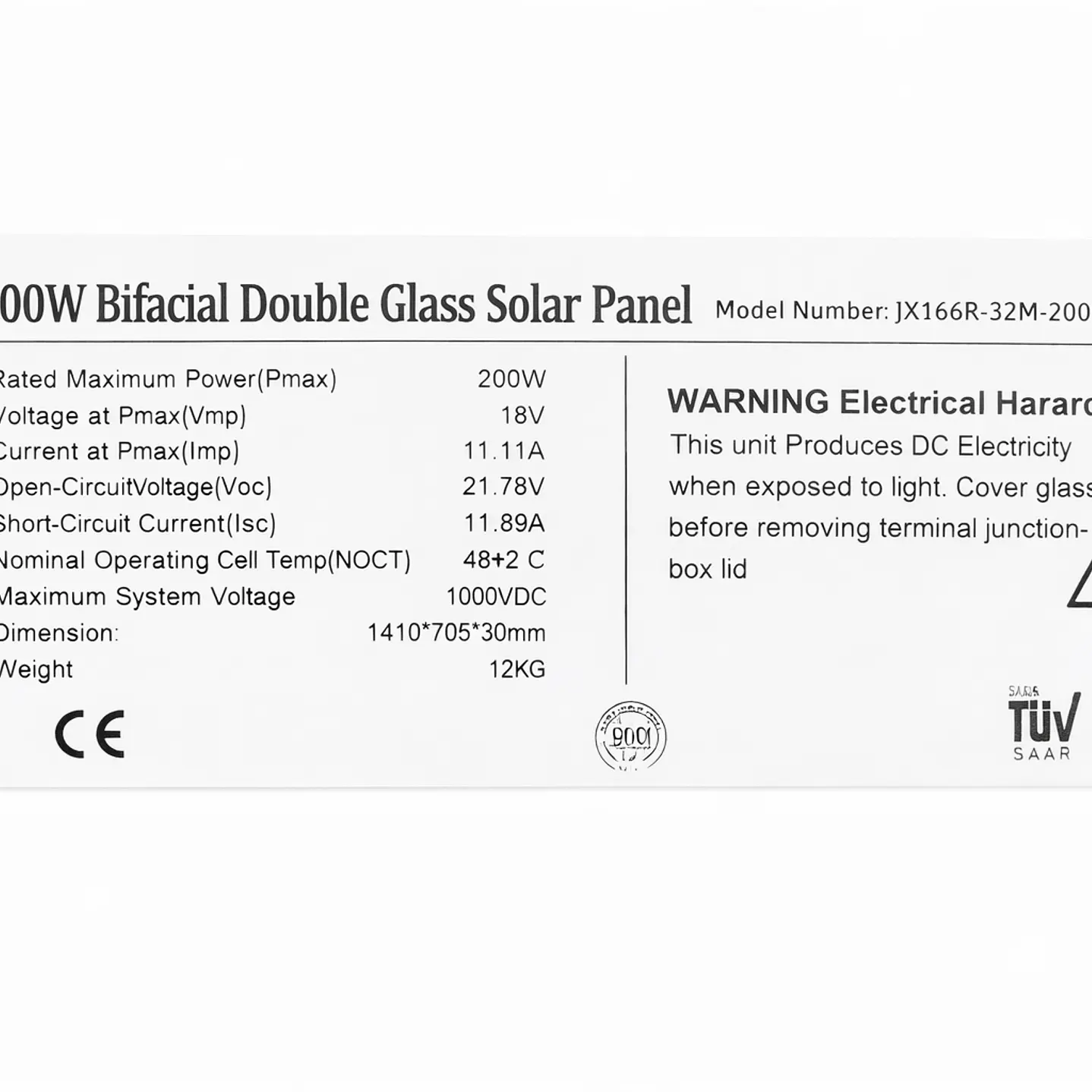 JXSOL PANEL FOTOVOLTAICO 200W MONOCRISTALINO BIFACIAL JX-200MDG 2