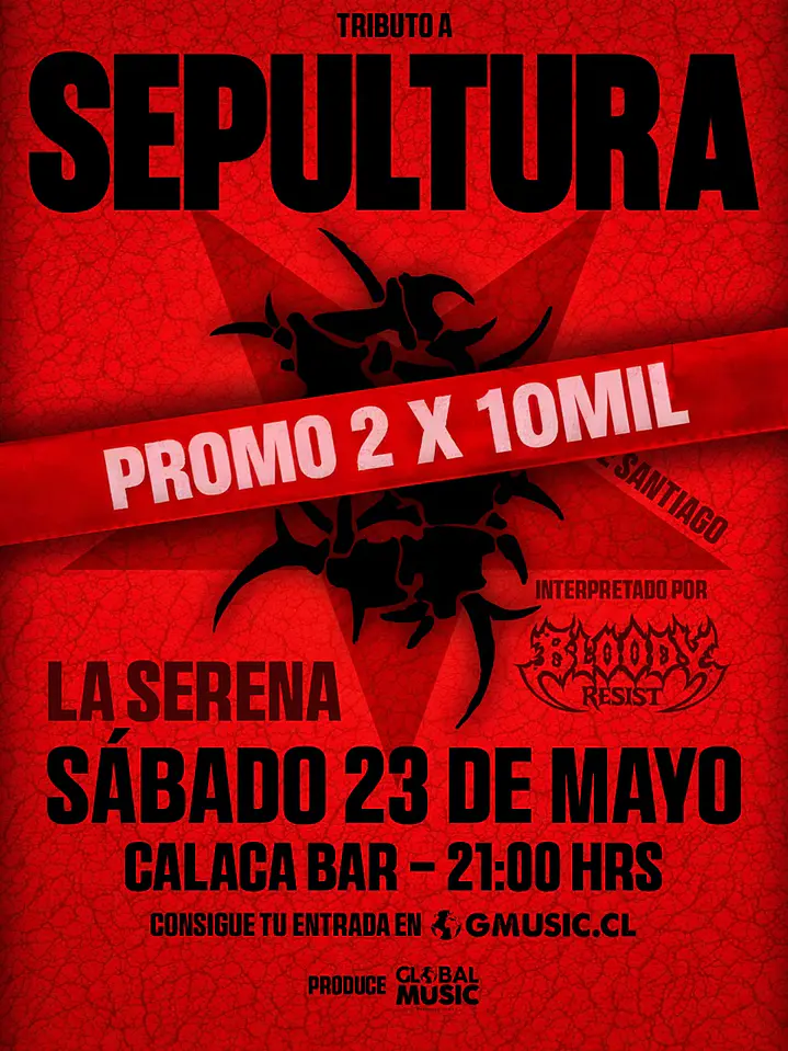 SEPULTURA por BLOODY RESIST - PROMO 2 x 10 lucas 1