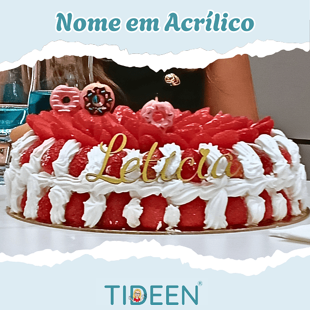 Nome em Acrílico Dourado para Bolo