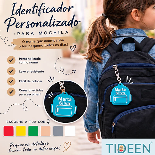 Identificador de Mochila Personalizado com Nome em 3D