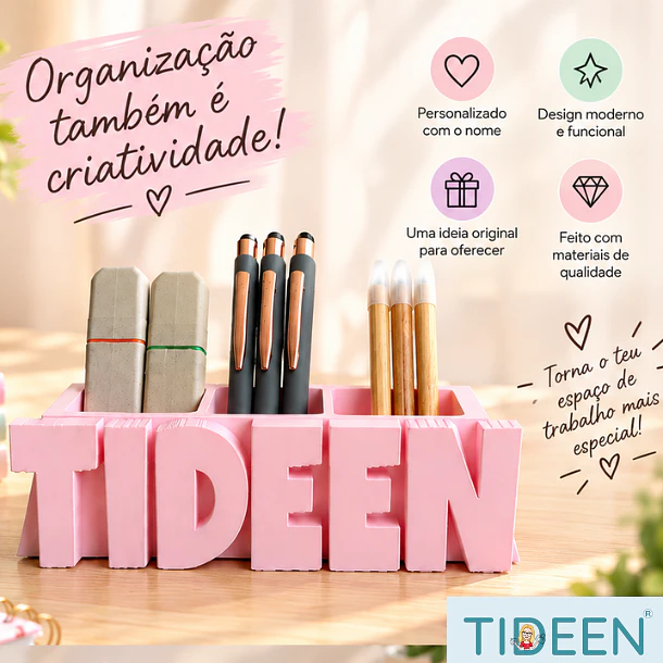 Porta Canetas com Nome Personalizado em 3D 1