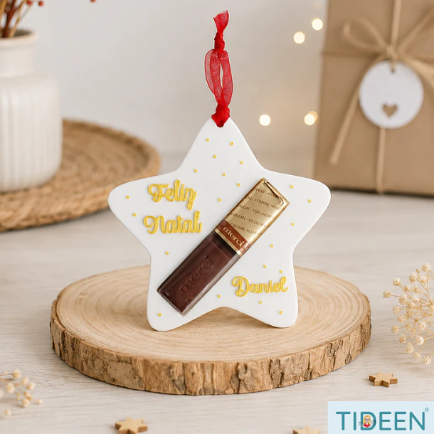 Estrela de Natal Personalizada com Chocolate 3